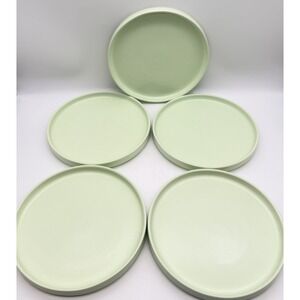 Stone + Lain Salad Plates 7 3/4" Stoneware Mint Green Matt Set Of 5
